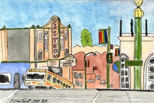 Castro Theatre watercolor by the author